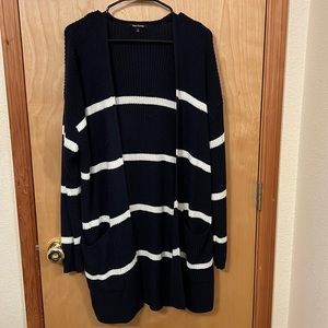 Navy blue striped cardigan